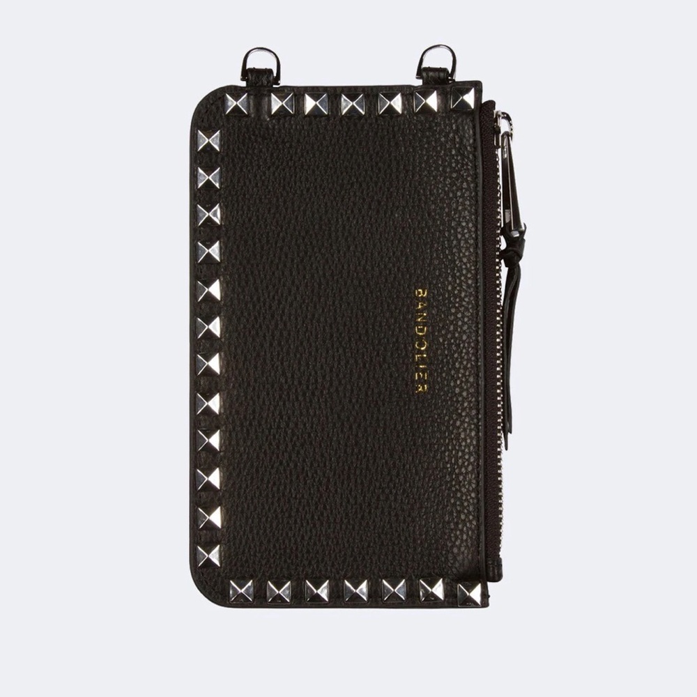 Rockstud Spike Leather Wallet - Black/Gold